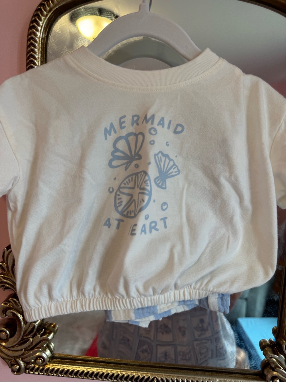 Kids White 'Mermaid at Heart' Graphic Tee - Light Blue Print